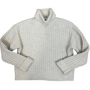 Zara Kids Turtleneck Sweater Size 8-9 Ivory Ribbed Knit Long Sleeves Soft Warm